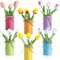 6 Sets Spring Tables Centerpieces Easter Office Decorations Artificial Tulip with Galvanized Metal Pot Colorful Artificial Tulips Flowers Decoration for Home Office Wedding Party Baby Shower
